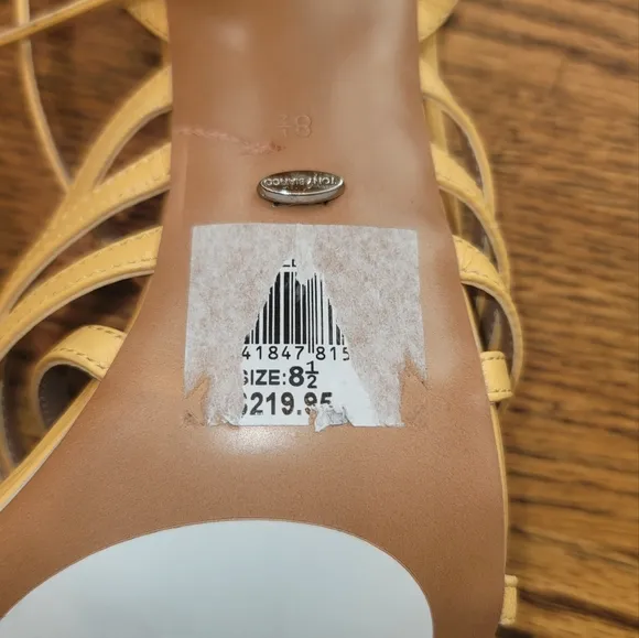 Tony Bianco Yellow Genuine Leather Criss Cross Strappy Block Sandal Shoes Heels