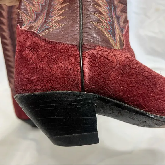 Tony Lama 8525 Leather Cowboy Boots Brown Red Leather Suede