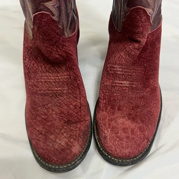 Tony Lama 8525 Leather Cowboy Boots Brown Red Leather Suede