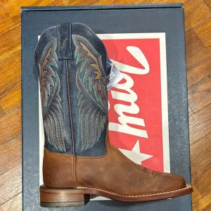 Tony Lama Brown and Blue Heeled Boots with Western Flair