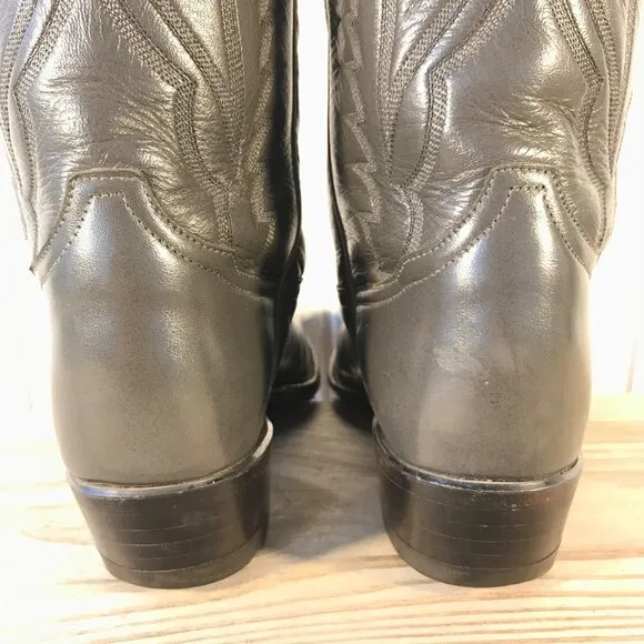 Tony Lama Classic Mens Gray Leather Cowboy Western Boots 8 D H1254 USA