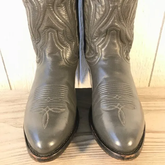 Tony Lama Classic Mens Gray Leather Cowboy Western Boots 8 D H1254 USA