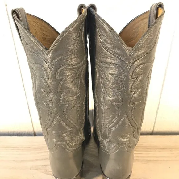 Tony Lama Classic Mens Gray Leather Cowboy Western Boots 8 D H1254 USA