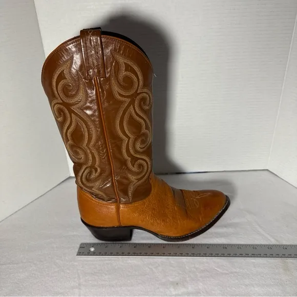 Tony Lama Mens Western Leather Cowboy Boots 8.5 EE Style #8417 Brown/Cognac USA
