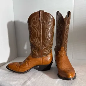 Tony Lama Mens Western Leather Cowboy Boots 8.5 EE Style #8417 Brown/Cognac USA