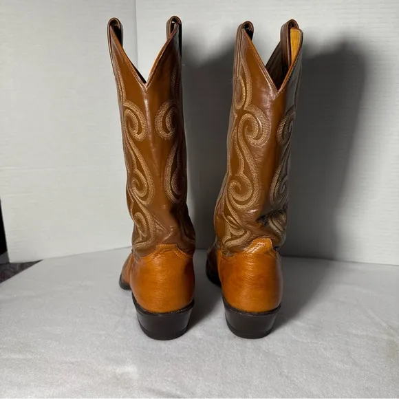 Tony Lama Mens Western Leather Cowboy Boots 8.5 EE Style #8417 Brown/Cognac USA