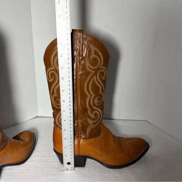 Tony Lama Mens Western Leather Cowboy Boots 8.5 EE Style #8417 Brown/Cognac USA