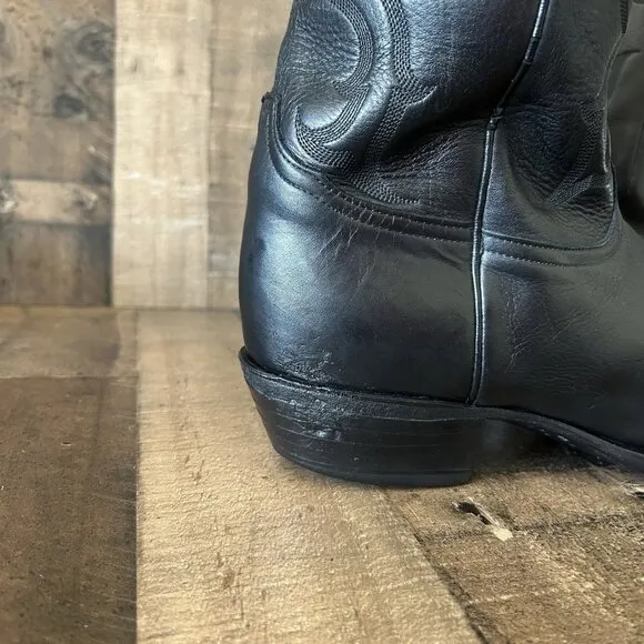 Tony Lama Vintage Classic Black Western Cowboy Boots Mens 13 D