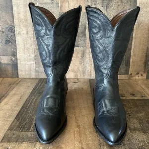 Tony Lama Vintage Classic Black Western Cowboy Boots Mens 13 D
