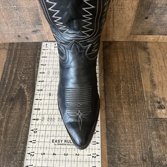 Tony Lama Vintage Gold Label Classic Black Western Cowboy Boots Mens 10.5 D