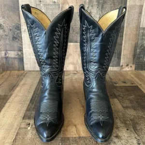 Tony Lama Vintage Gold Label Classic Black Western Cowboy Boots Mens 10.5 D