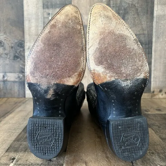 Tony Lama Vintage Gold Label Classic Black Western Cowboy Boots Mens 10.5 D