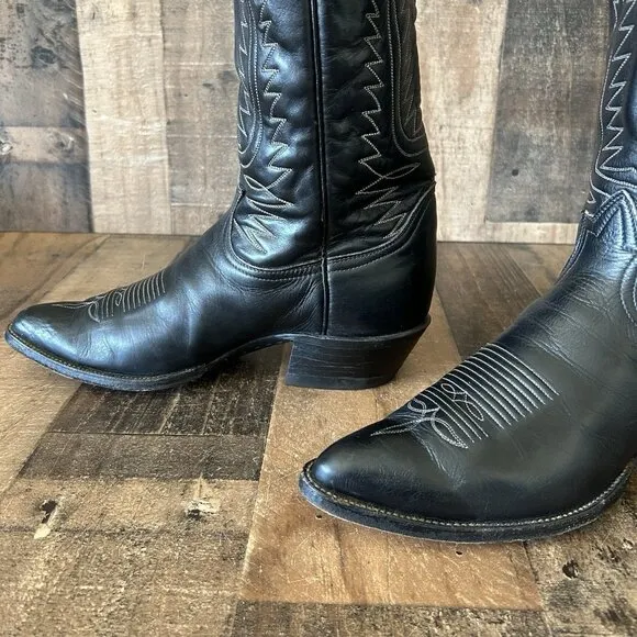 Tony Lama Vintage Gold Label Classic Black Western Cowboy Boots Mens 10.5 D
