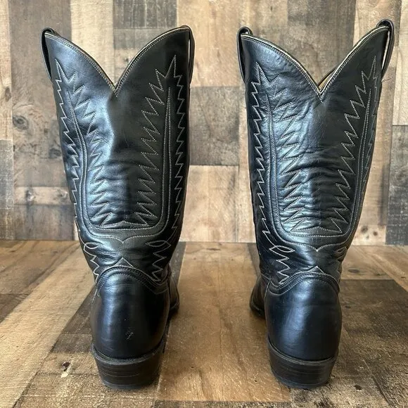 Tony Lama Vintage Gold Label Classic Black Western Cowboy Boots Mens 10.5 D