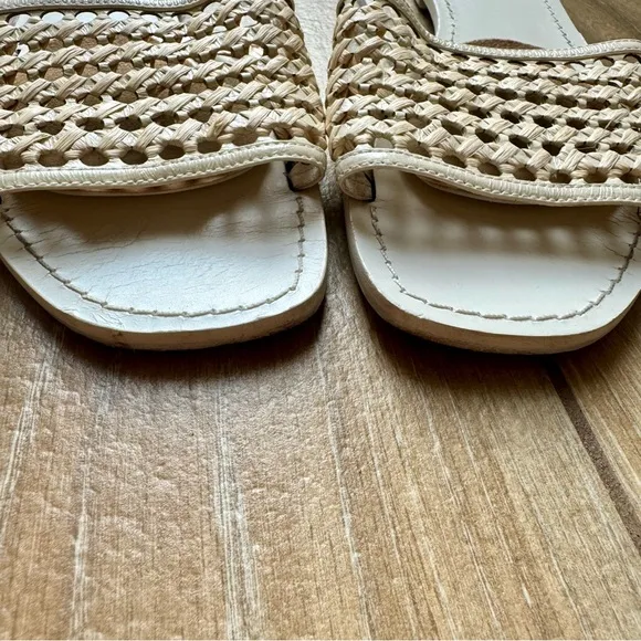 Tory Burch Cream Woven Slide Sandals