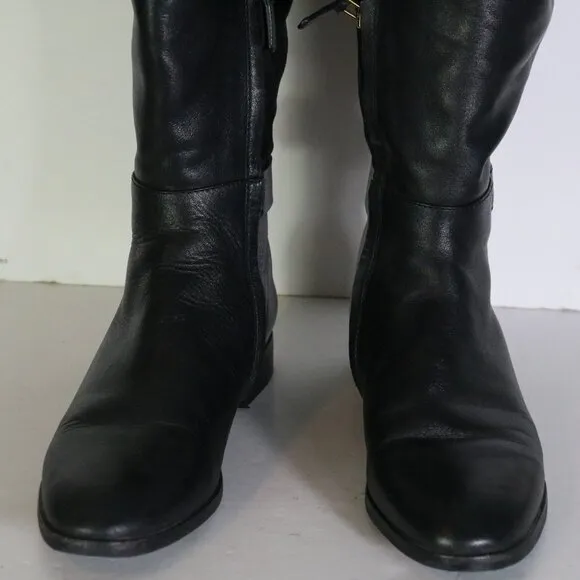 Tory Burch Marsden Over the Knee Boots Womens 7.5 Black Suede Leather Two Tone