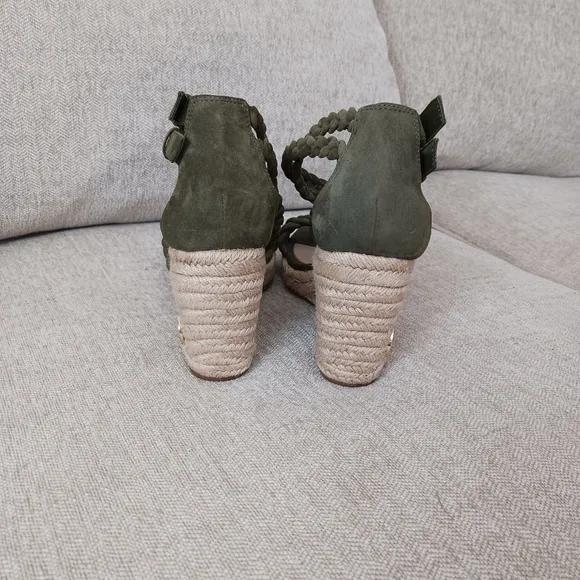 Tory Burch olive green Patti vedge sandals