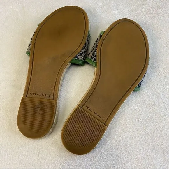 TORY BURCH  T MONOGRAM ESPADRILLE SLIDE SANDALS