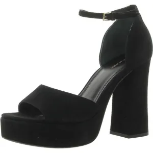 Tory Burch Womens Black Suede Ankle Strp Platform Sandals Shoes New