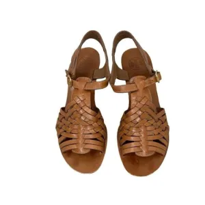 Tory Burch Woven Leather Wedges Brown Women’s Size 7