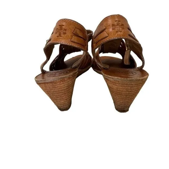 Tory Burch Woven Leather Wedges Brown Women’s Size 7