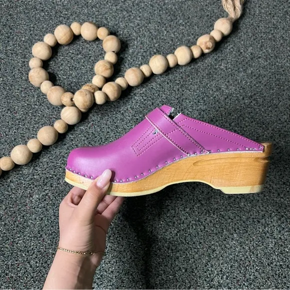 Troentorps Toffelfabrik Buckle Magenta Pink Authentic Swedish Clogs Shoes Sz 10