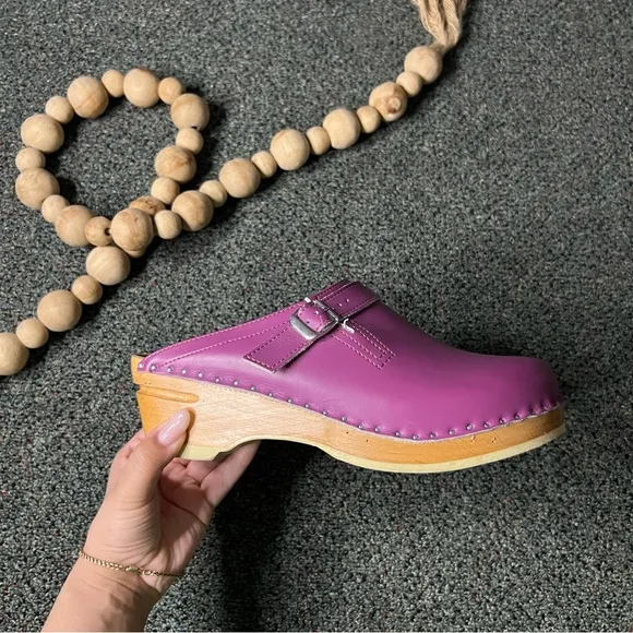 Troentorps Toffelfabrik Buckle Magenta Pink Authentic Swedish Clogs Shoes Sz 10