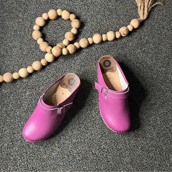 Troentorps Toffelfabrik Buckle Magenta Pink Authentic Swedish Clogs Shoes Sz 10