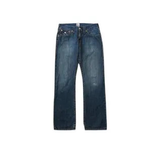 TRUE RELIGION Denim Jeans Blue Men's Size 32 #112790 Straight Leg Distressed EUC