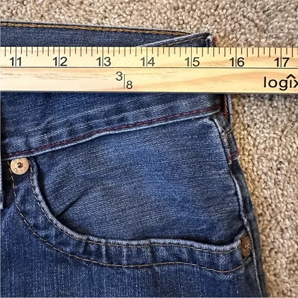 TRUE RELIGION Denim Jeans Blue Men's Size 32 #112790 Straight Leg Distressed EUC
