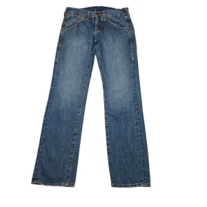 True Religion Jeans Mens 30x33 (Tag 31) Denim Blue Joey Orange Stitch Made USA