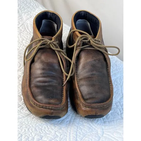 Twisted X Men's Size 9.5M Brown Chukka Lace Up Driving Moc Leather Shoes