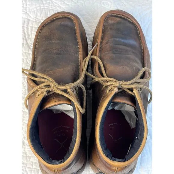 Twisted X Men's Size 9.5M Brown Chukka Lace Up Driving Moc Leather Shoes
