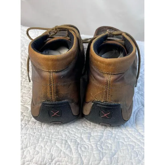 Twisted X Men's Size 9.5M Brown Chukka Lace Up Driving Moc Leather Shoes