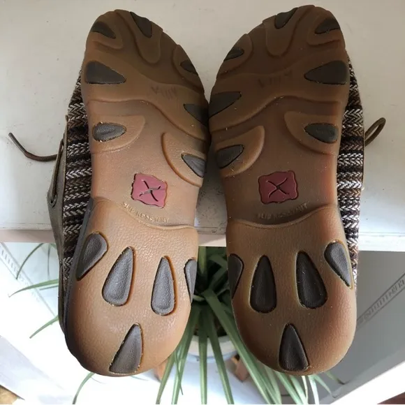 Twisted X Striped Leather Boat Shoes Driving Loafer Mocassins