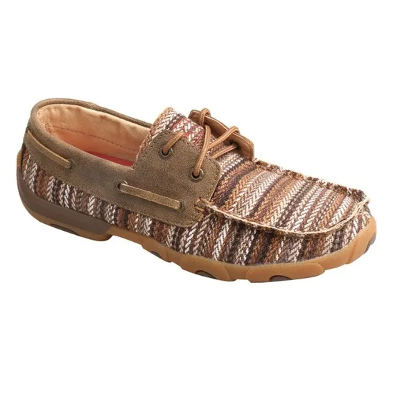 Twisted X Striped Leather Boat Shoes Driving Loafer Mocassins