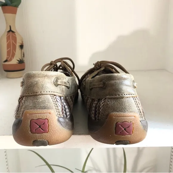 Twisted X Striped Leather Boat Shoes Driving Loafer Mocassins