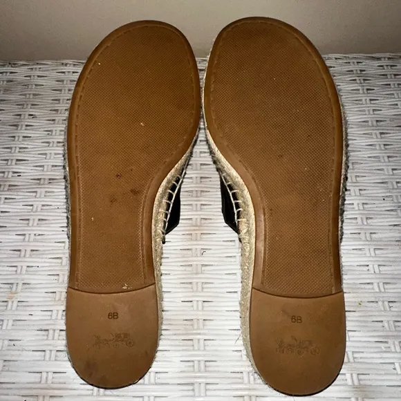 UEC Coach Black and Tan Espadrille Sandals SZ 6B