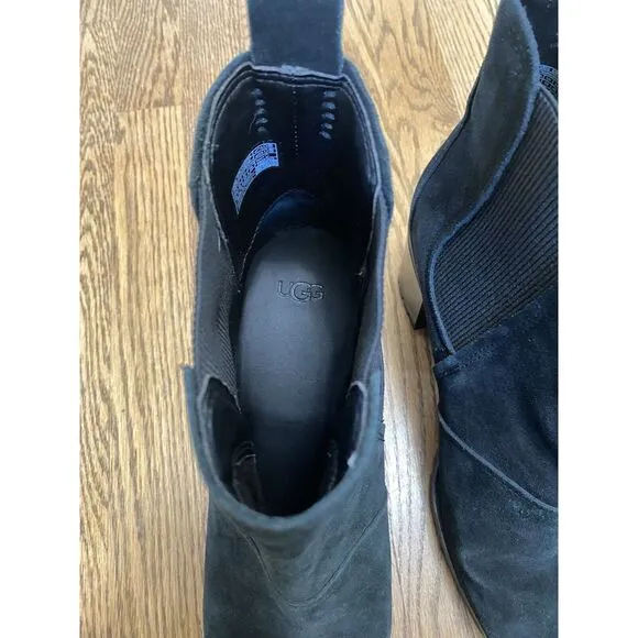 UGG &quot;HAZEL&quot; BLACK SUEDE‎ LUG SOLE BOOTS IN SIZE US 12 / EU 43 ($250.00 RETAIL)