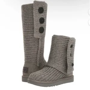 UGG Australia Classic Cardy Slouchy Sweater Boots Grey 5