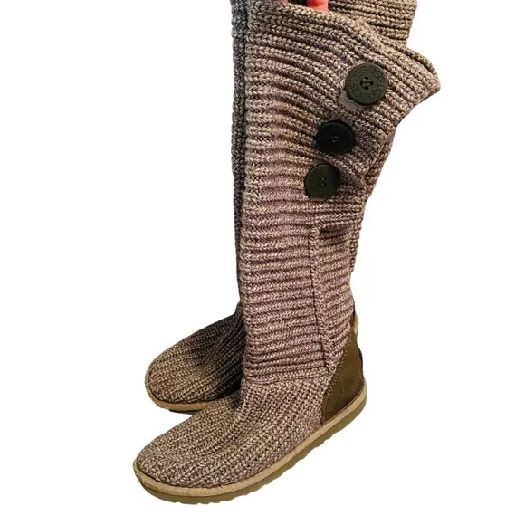 UGG Australia Classic Cardy Slouchy Sweater Boots Grey 5