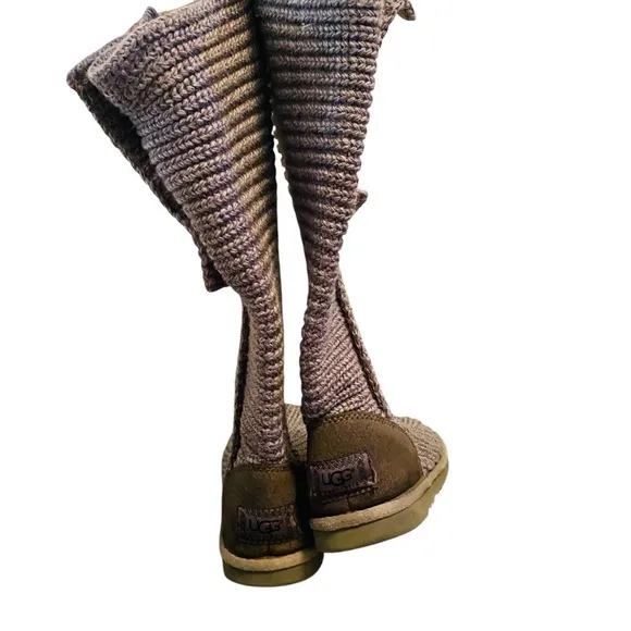 UGG Australia Classic Cardy Slouchy Sweater Boots Grey 5
