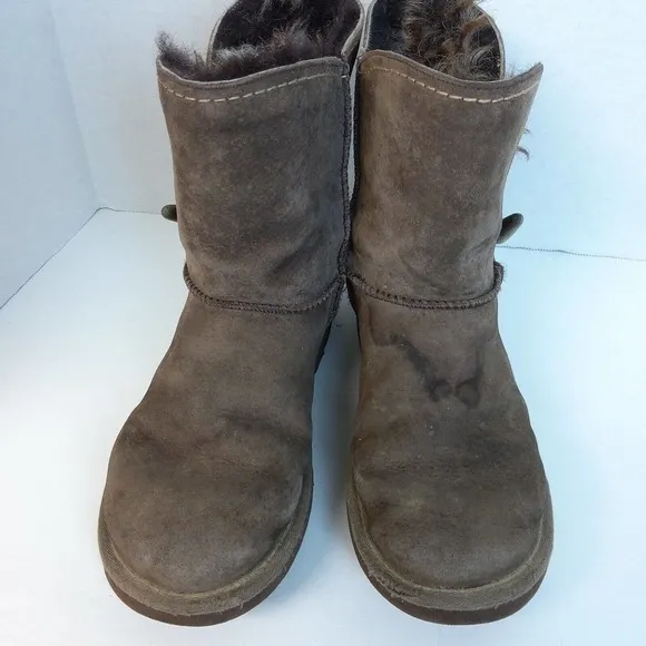 UGG AUSTRALIA fur lined 1008043 BROWN SUEDE BOOTS SZ 7
