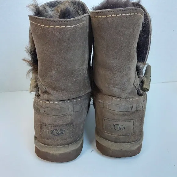 UGG AUSTRALIA fur lined 1008043 BROWN SUEDE BOOTS SZ 7