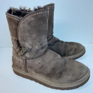UGG AUSTRALIA fur lined 1008043 BROWN SUEDE BOOTS SZ 7