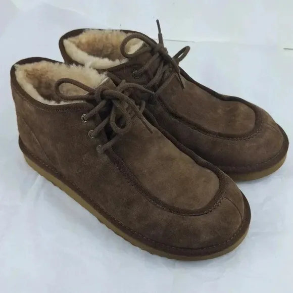 UGG Australia Mens Suede Ankle Genuine Sheepskin Brown  Boots S/N 5832 Size 10