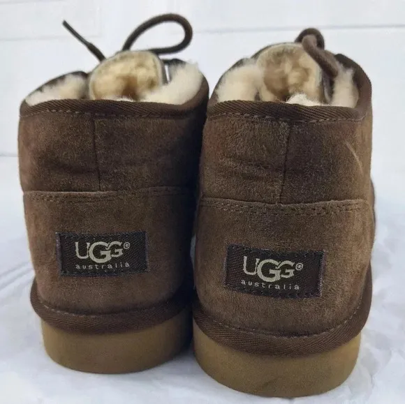 UGG Australia Mens Suede Ankle Genuine Sheepskin Brown  Boots S/N 5832 Size 10