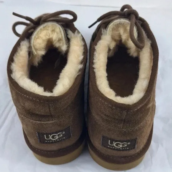 UGG Australia Mens Suede Ankle Genuine Sheepskin Brown  Boots S/N 5832 Size 10