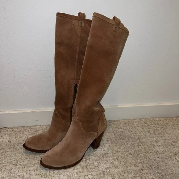 UGG 'Ava' Suede Heels Zip Up Boots - Chestnut 8