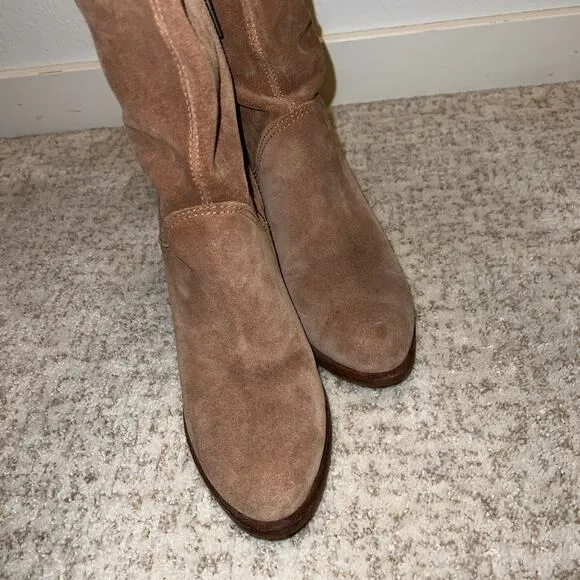 UGG 'Ava' Suede Heels Zip Up Boots - Chestnut 8